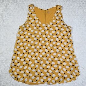 LOFT Outlet Sleeveless Scoop Neck Yellow Lemon Print Tank Top